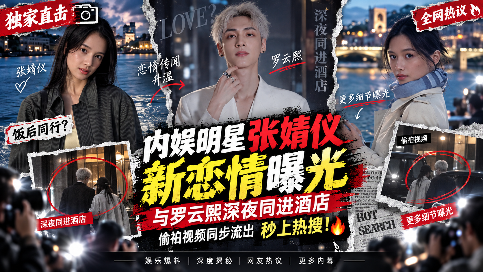 【明星吃瓜】内娱明星 张婧仪 新恋情曝光 与罗云熙深夜同进酒店 不雅视频同步流出秒上热搜！
